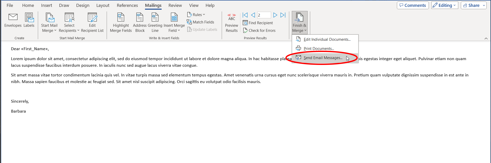 Microsoft Bulk Email Merge