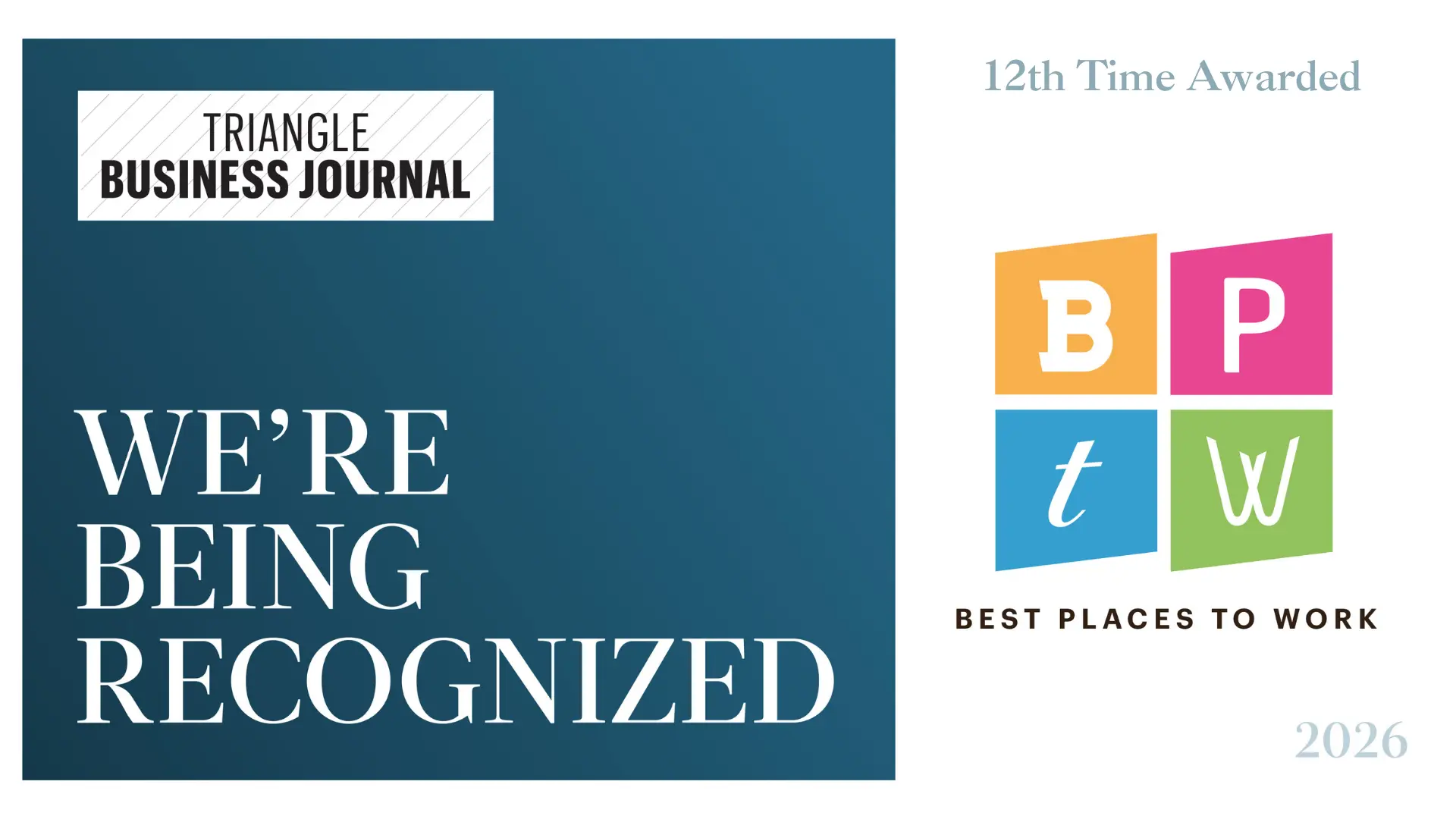 Triangle Business Journal Best Places to Work Award Banner